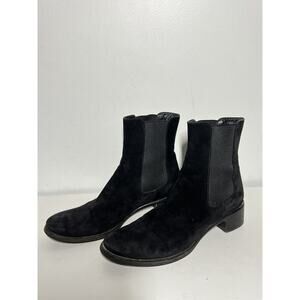 Prada Women's VGUC Black Suede Pull On 1.5" Heel Chelsea Boot Bootie 40 EU 10 US